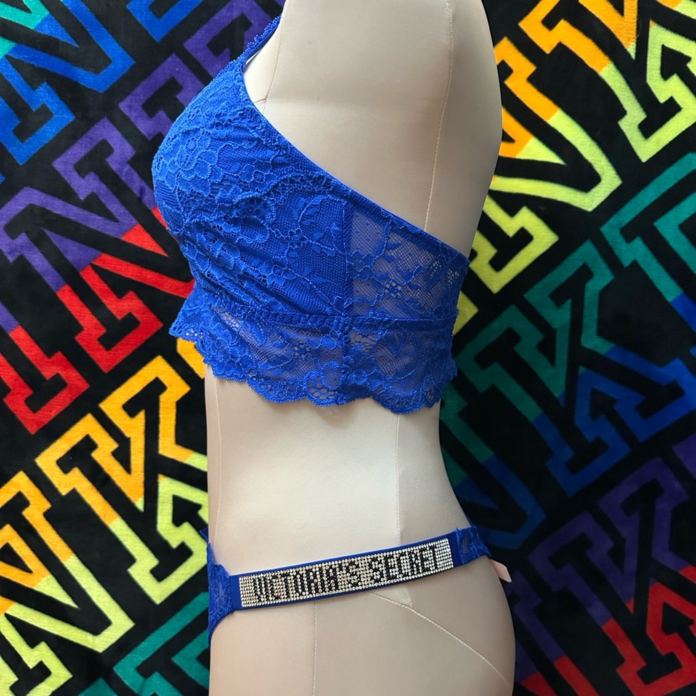 Blue Lace bralette and bling panties